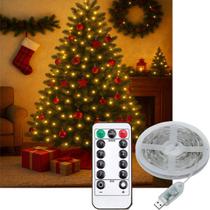 Fio De Fada Natal Musical 100 Lâmpadas LEDs Amarelo USB 10m