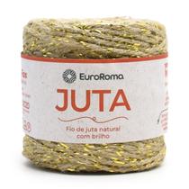 Fio de Juta com Brilho Ouro 100g - Euroroma Barbante Ecojuta Com Brilho 100g