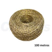 Fio de Juta Lurex Dourado 200 Metros Corda Cordão Tag Convite Artesanato Lembrancinha