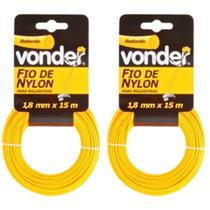 Fio de Nylon 1,8mm x 15m Roçadeira Cortador Grama VONDER 2UN