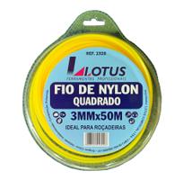 Fio De Nylon Quadrado Amarelo 3,0mmx50 Metros Roçadeira Corte Alta Durabilidade - Lotus
