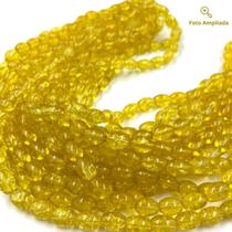 Fio de Pedra Oval 11x8mm Amarelo 72un 40cm Artesanato