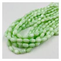 Fio de Pedras 10x5mm 35un Arroz Verde Tiffay 30cm Arte