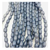 Fio de Pedras 10x7mm 85un Feijão Cinza 40cm Artesanato Biju