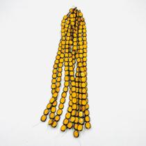 Fio de Pedras 14x12mm 25un Retângulo Amarelo 35cm Arte