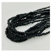 Fio de Pedras 3mm 100un Esfera Olho de Gato Preto 30cm Arte Fio de Pedras 3mm 100un Esfera Olho de Gato Preto 30cm Arte