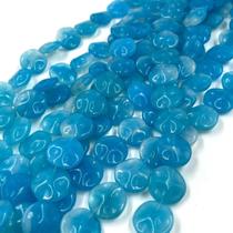 Fio de Pedras Achatadas 19mm Redondo Azul 20un