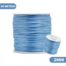 Fio De Seda Azul Hortênsia - Cordão Rabo De Rato 2mm - Nybc