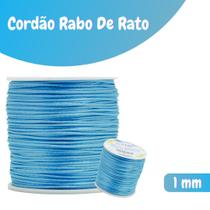 Fio De Seda Azul Turquesa - Cordão Rabo De Rato 1mm - Nybc