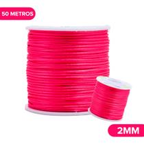 Fio De Seda Rosa Neon - Cordão Rabo De Rato 2mm - Nybc
