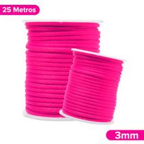 Fio De Seda Rosa Neon - Cordão Rabo De Rato 3mm - Nybc
