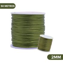 Fio De Seda Verde Musgo - Cordão Rabo De Rato 2mm - Nybc