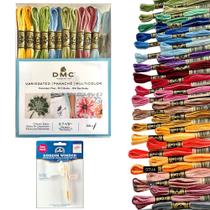 Fio dental de bordado DMC, fio de bordado variado, pacote de 36 fios multicoloridos de ponto cruz com enrolador de bobina, fio de bordado à mão com variações de cores DMC, cordão colorido, pacote variado de algodão arco-íris