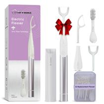 Fio dental elétrico de vibração Dr. Emma com palhetas de fio dental substituíveis