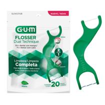 Fio Dental Flosser Dual Technique Gum Sabor Menta Com 20 Unidades Sunstar