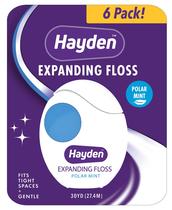 Fio dental Hayden Expanding 180 jardas, pacote com 6 unidades, Polar Mint Fio dental Hayden Expanding 180 jardas, pacote com 6 unidades, Polar Mint
