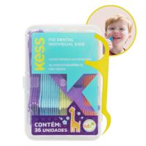 Fio Dental Individual Kids Infantil Colorido 36 Unidades Kess