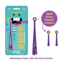 Fio Dental Infantil Flosser 360 c/ Haste e 20 Refil - Angie by Angelus