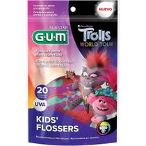Fio Dental Infantil Gum Flosser Trolls 20 Unidades