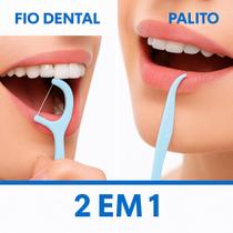 Fio Dental Multifuncional Higiene Bucal Cuidados Limpeza Profunda 2 em 1 Prático Dentes Refrescante