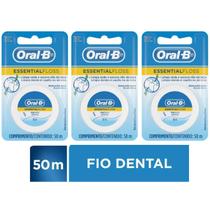 Fio Dental Oral-B Essential Floss 50m Com 3 Unidades