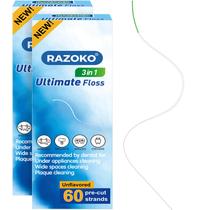 Fio Dental RAZOKO 3 em 1 para Aparelhos e Pontes - 120 Fios Fio Dental RAZOKO 3 em 1 para Aparelhos e Pontes - 120 Fios