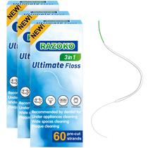 Fio dental RAZOKO 3 em 1 Ultimate Floss for Braces 60 unidades Fio dental RAZOKO 3 em 1 Ultimate Floss for Braces 60 unidades