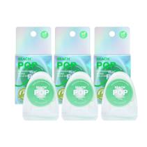 Fio dental Reach POP Peppermint 50 ml, pacote com 3 ceras veganas
