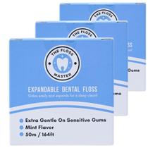 Fio dental The Floss Master expansível de 50 m, pacote com 3 Fio dental The Floss Master expansível de 50 m, pacote com 3