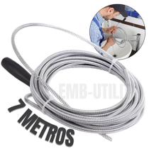 Fio Desentupidor 7 Metros de Aço Espiral Flexível com Manivela P/ Tubulação Vaso e Pia Fácil Uso Fio Desentupidor 7 Metros de Aço Espiral Flexível com Manivela P/ Tubulação Vaso e Pia Fácil Uso