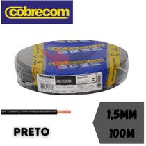 Fio Elétrico 1.5mm Cobrecom Flexível 750V Rolo Com 100 Metros Preto