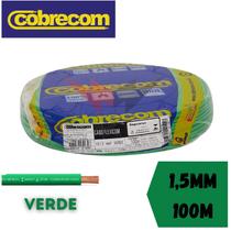Fio Elétrico 1.5mm Cobrecom Flexível 750V Rolo Com 100 Metros Verde