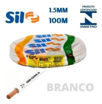 Fio Elétrico 1.5mm Sil Flexível 750V Rolo Com 100 Metros Branco