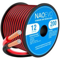 Fio elétrico NAOEVO 12 Gauge 200FT 2 condutores vermelho preto Fio elétrico NAOEVO 12 Gauge 200FT 2 condutores vermelho preto