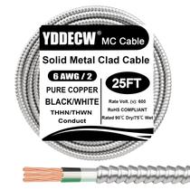Fio elétrico YDDECW 6 AWG Cabo revestido de metal de 25 pés Fio elétrico YDDECW 6 AWG Cabo revestido de metal de 25 pés