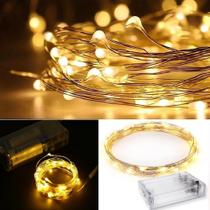 Fio Fada Cordão 20 Luz Led Plástico 2M Metro Pilha Decoração