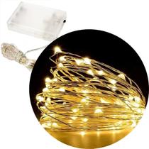 Fio Fada Cordão 30 Lâmpadas LED Luz Amarelo 3 Metros Á Pilha