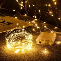 Fio Fada LED 10m 50 Leds Branco Natal Festa Decoração Casa
