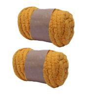 Fio FAU Art Chenille 250g-250m, pacote com 2 unidades de mostarda em malha grossa