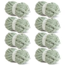 Fio HOMBYS Sage Green Chunky Chunky Chenille para crochê e tricô