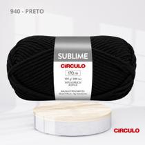 Fio Lã Sublime 100% Acrílico 100g 170m para Tricô e Crochê Toque Macio Cor:940 - PRETO