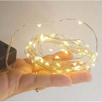 Fio Luz De Fada Decoração Luz com 30 Led Cordão 3 Metros QUENTE AMARELO para enfeites e decoração