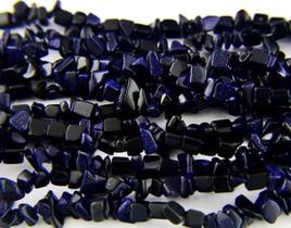 Fio Misto Pedra Estrela Azul e Onix Preto Cascalho 90cm