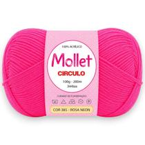 Fio Mollet Círculo 100g 200m Cor 385 Rosa Neon para Tricô, Crochê e Artesanato Fio Mollet Círculo 100g 200m Cor 385 Rosa Neon para Tricô, Crochê e Artesanato