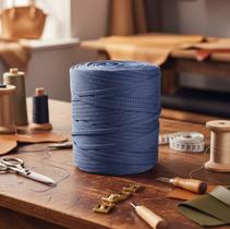 Fio Náutico Premium 100% Poliéster 5mm 500g 2200 Tex Crochê Azul Jeans