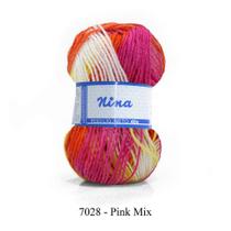 FIO NINA 40GR COR 7028 PINK MIX - Lã Acrílica para Tricô e Crochê