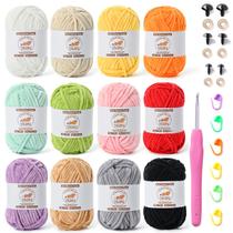 Fio OMOiut - Pacote com 12 carretéis (787 yd) - Conjunto de Crochê Veludo Grosso Fio OMOiut - Pacote com 12 carretéis (787 yd) - Conjunto de Crochê Veludo Grosso