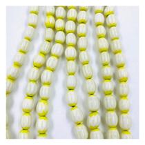 Fio Pedras Branco Amarelo Claro 33un 12x9mm 36cm Artesanato Fio Pedras Branco Amarelo Claro 33un 12x9mm 36cm Artesanato