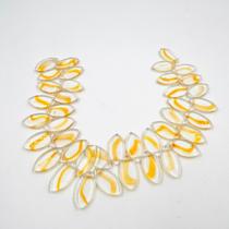 Fio Pedras Oval Transparente Listra Laranja 120un 25x14mm Fio Pedras Oval Transparente Listra Laranja 120un 25x14mm