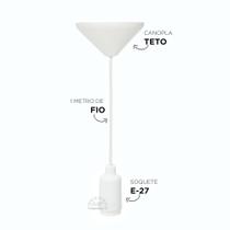 Fio Pendente Cabo Pp 1mt Lustre Soquete Liso E27 110/220v